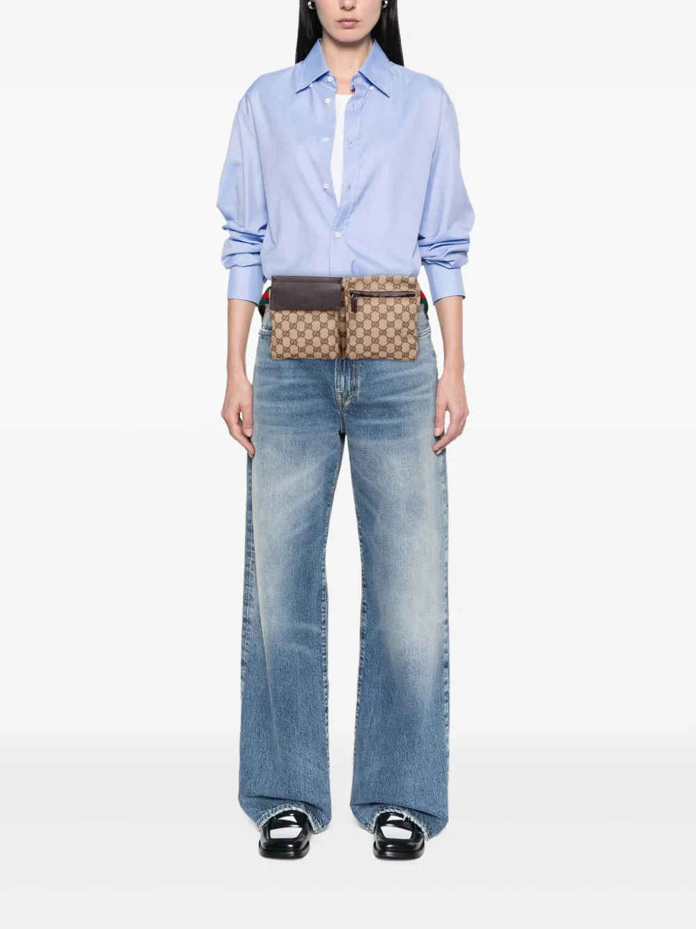 Gucci Pre-Owned 2000-2015 GG Canvas Web Double Pocket belt bag | Pre-Owned | Image 2
