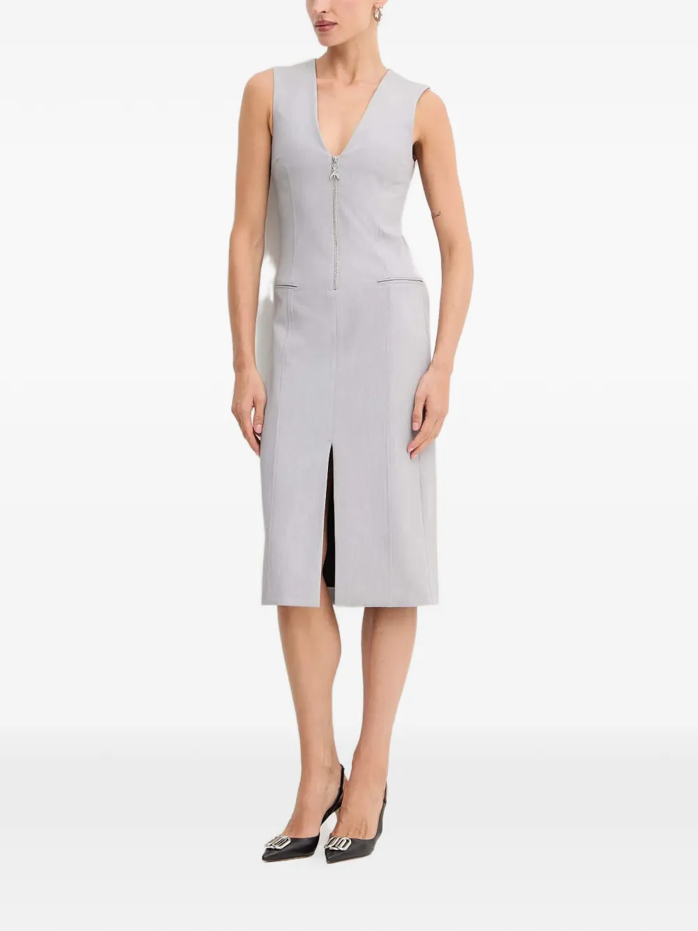 Patrizia Pepe zip-fastening sleeveless midi dress - Grijs