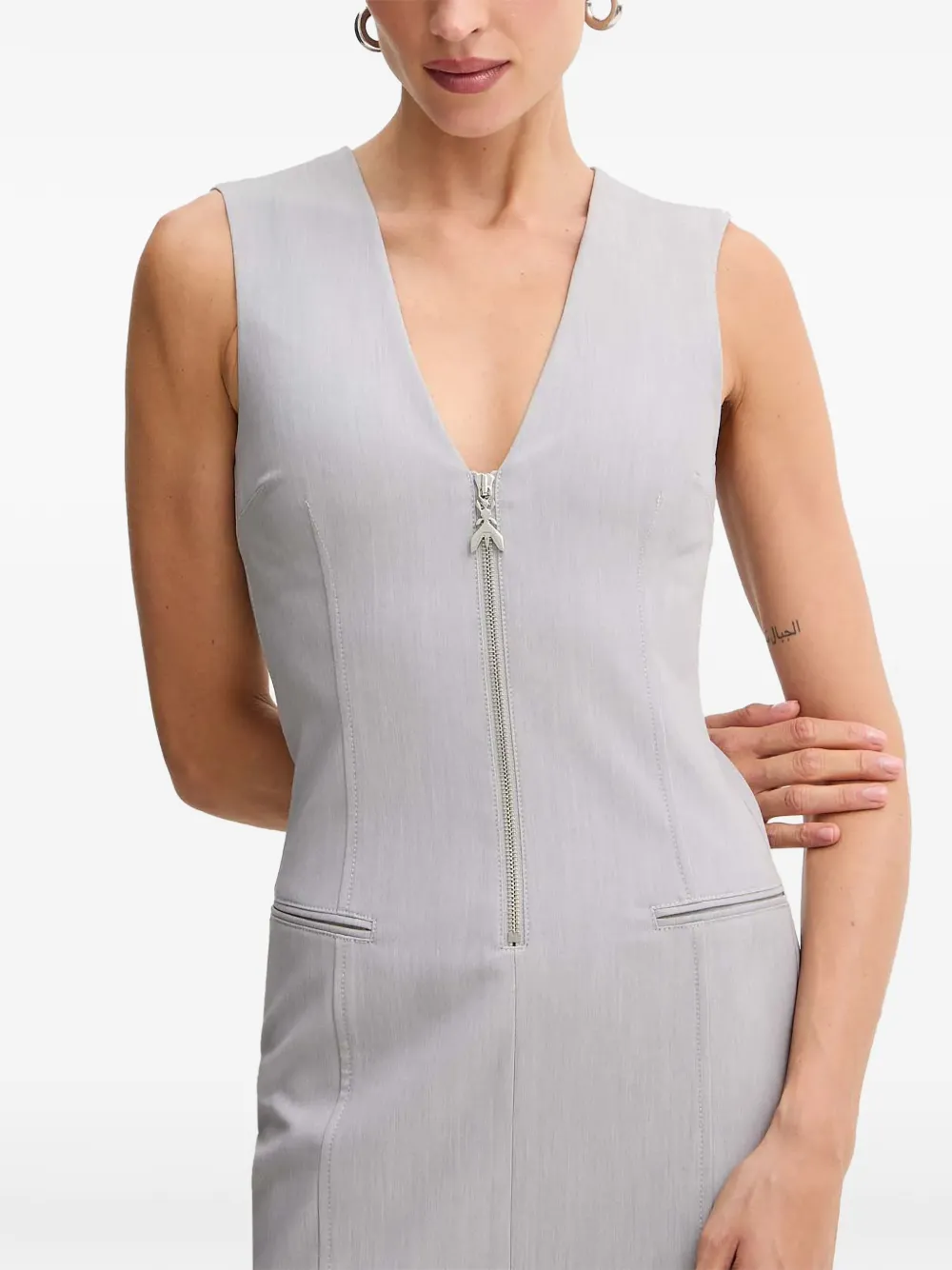 Patrizia Pepe Mouwloze midi-jurk met ritssluiting Grijs
