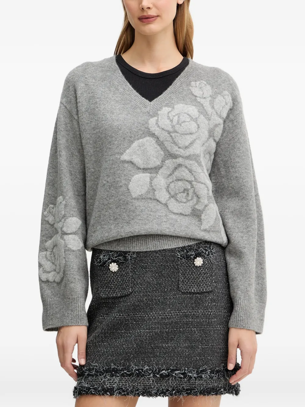 Blugirl Maglione con scollo a V - Grigio