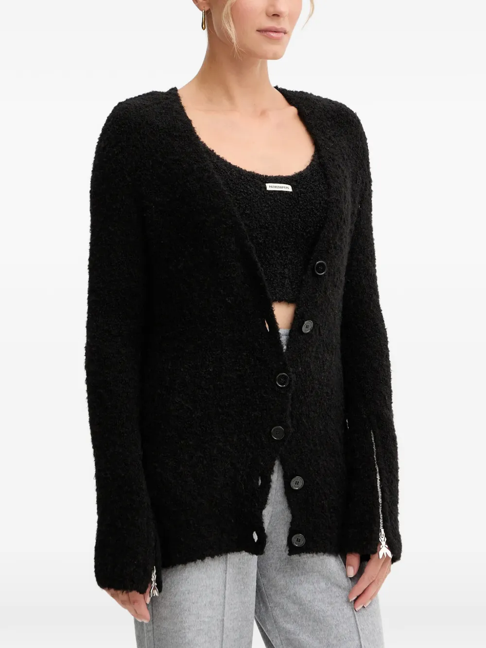 Patrizia Pepe zip-detail button-fastening cardigan - Nero