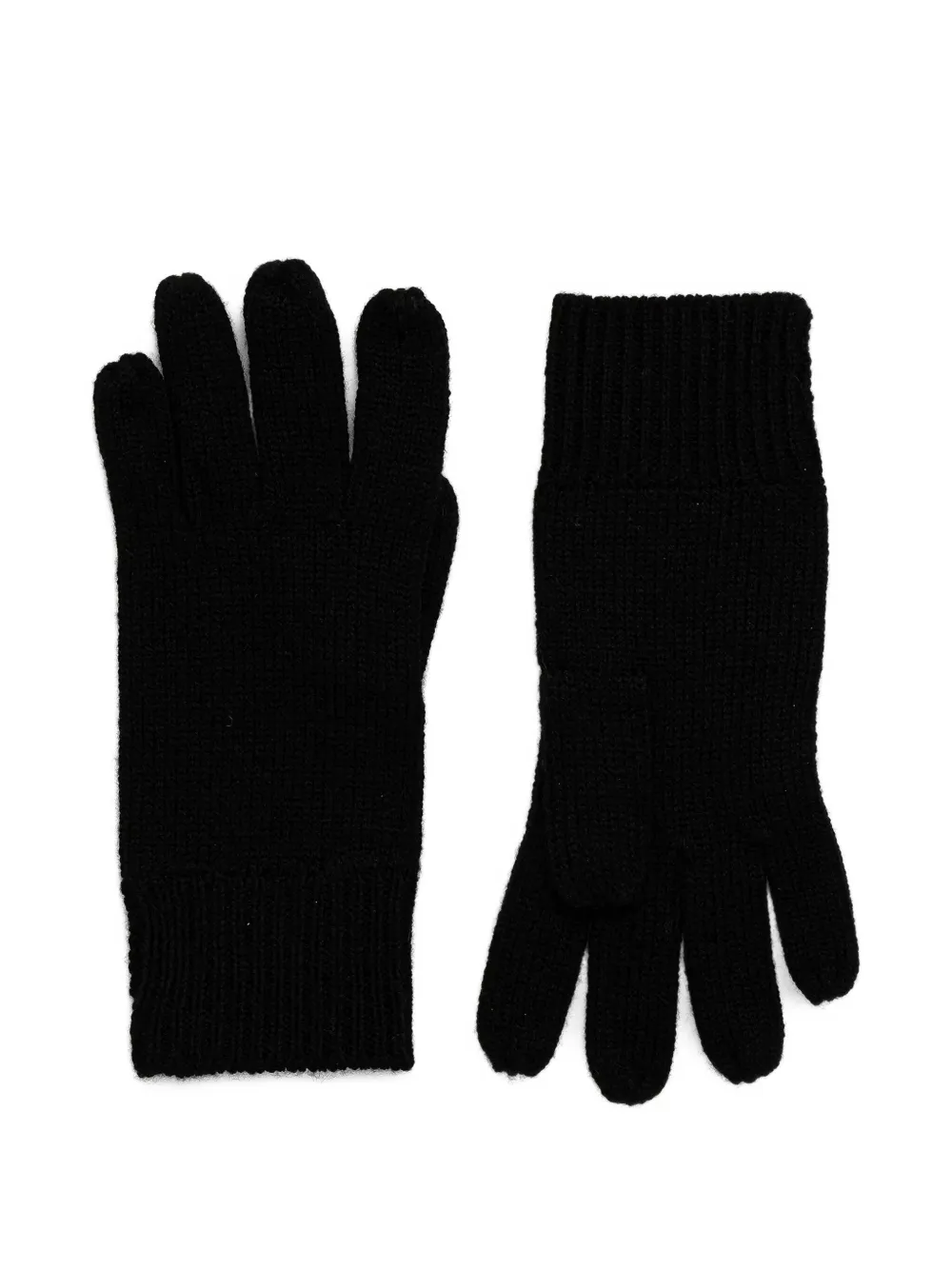 Patrizia Pepe ribbed logo-detail gloves - Zwart
