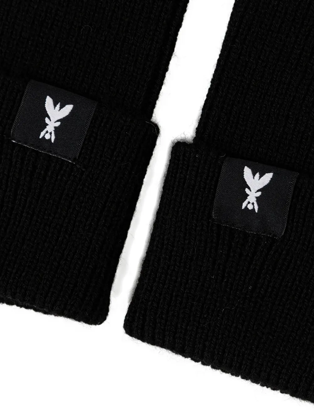 Patrizia Pepe Geribbelde handschoenen met logodetail Zwart
