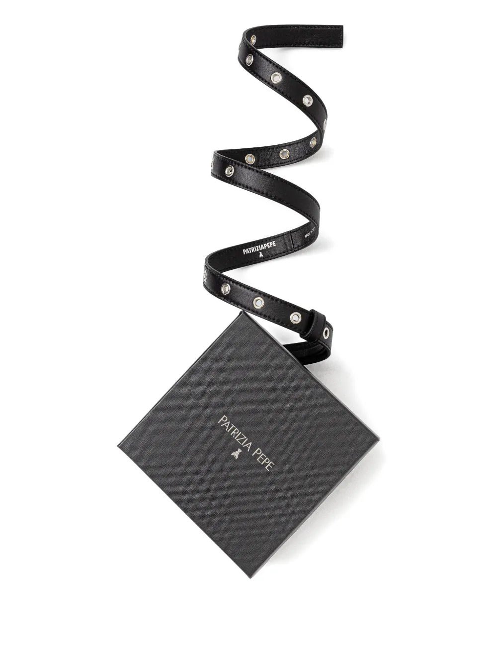 Patrizia Pepe Logo-charm Buckle Belt In Black