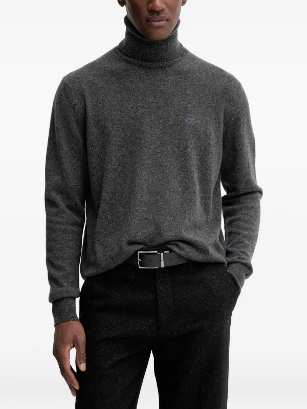 Bally Logo-embroidered Roll-neck Sweater in Grey