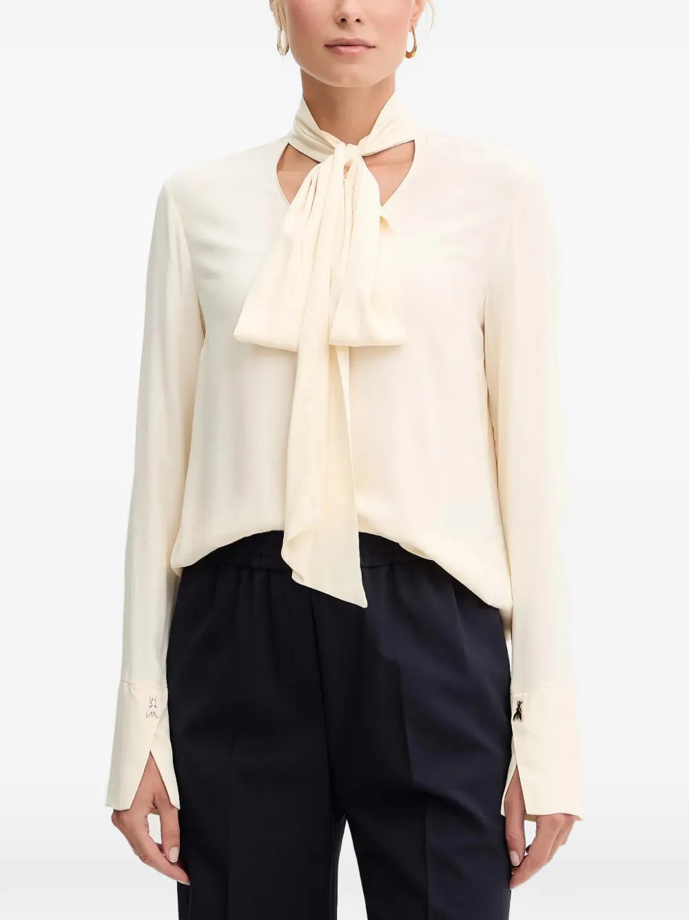 Patrizia Pepe tie-detail long-sleeve blouse - Bianco
