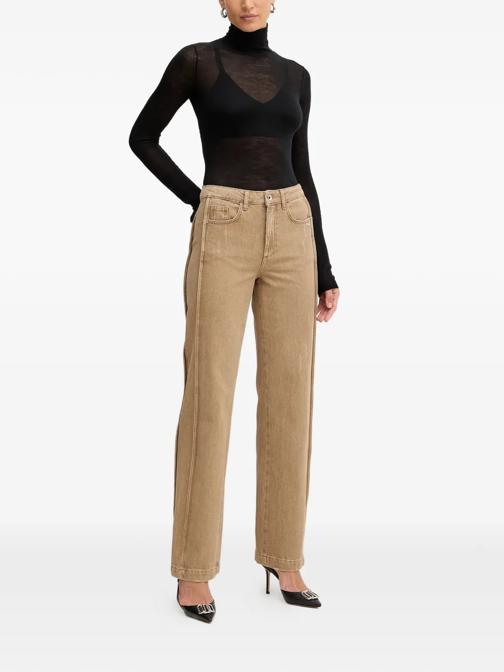 Patrizia Pepe logo-appliqué jeans - Beige