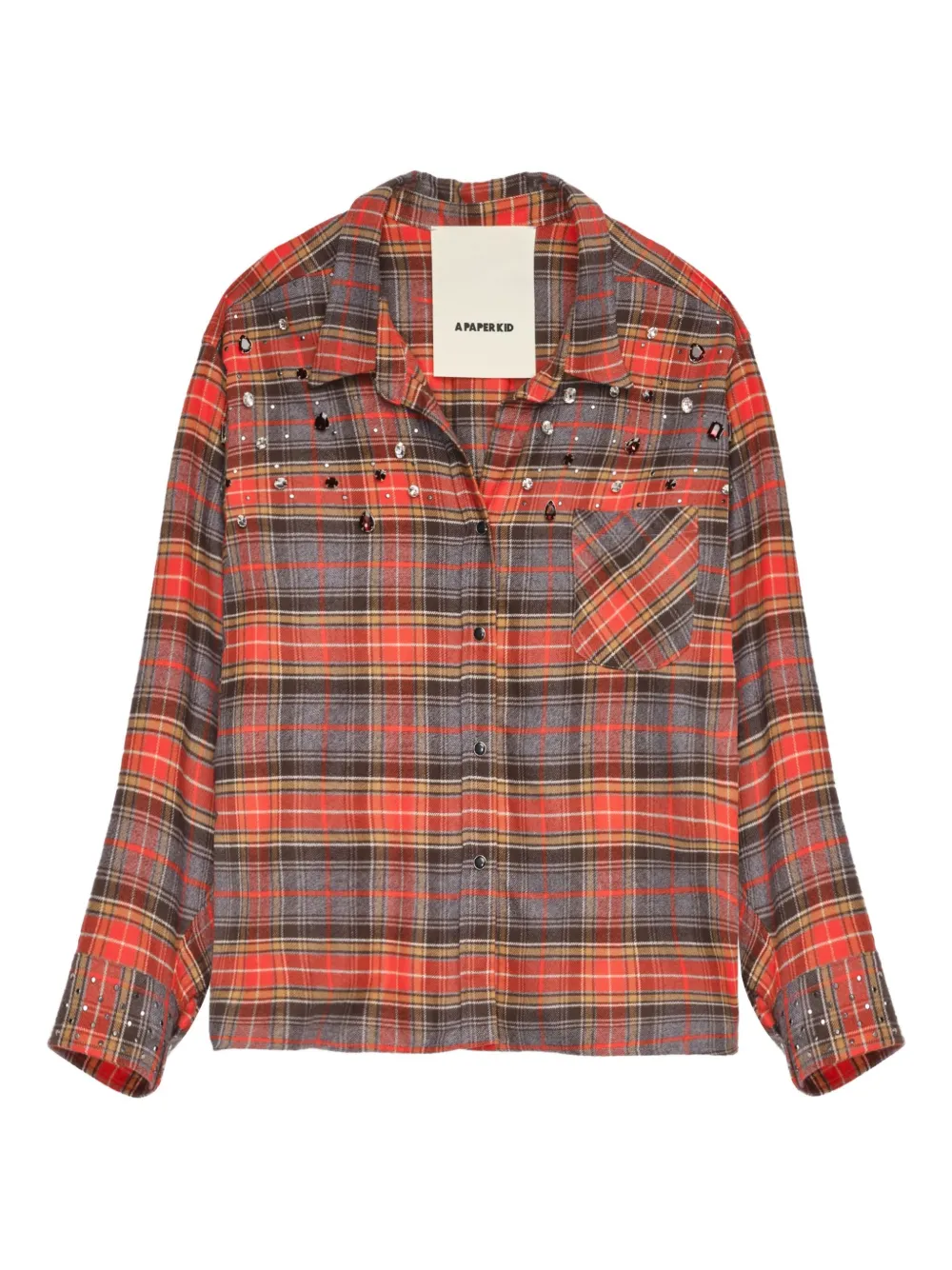 A Paper Kid Check Embellished Top In Multi