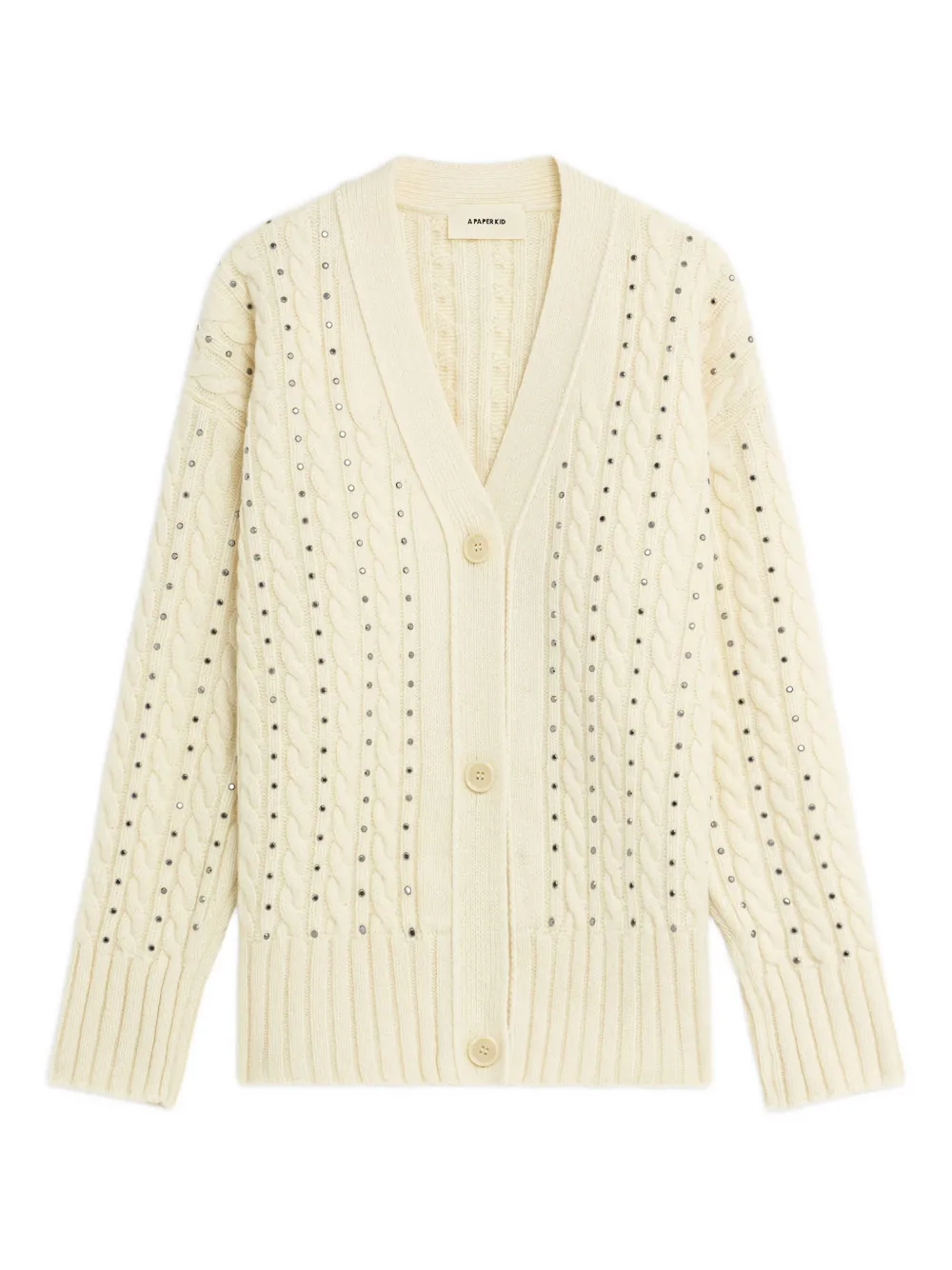 A Paper Kid Studs-embellished Cardigan In Neutral