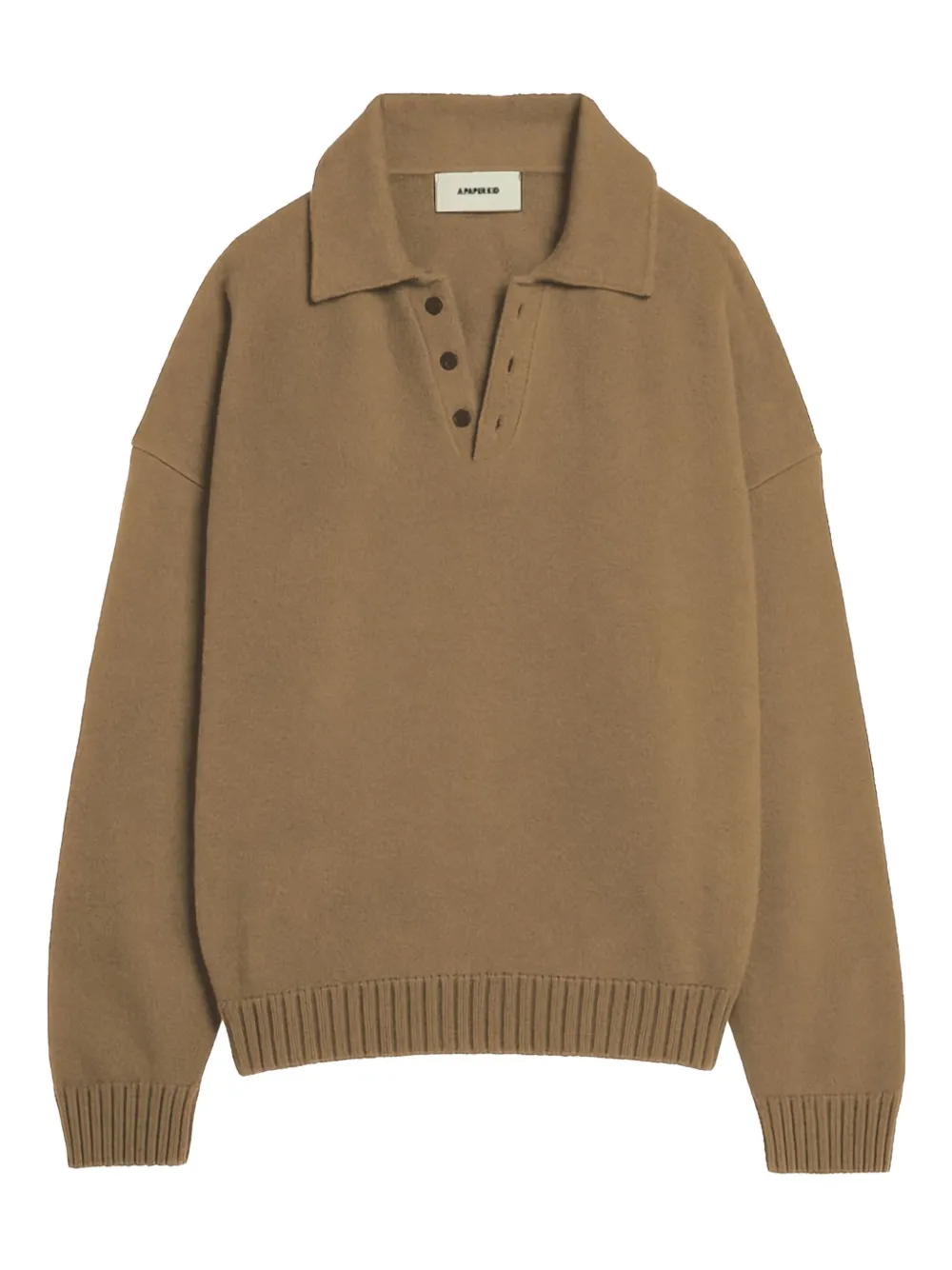 A Paper Kid buttoned collared polo shirt | Brown | Image 1