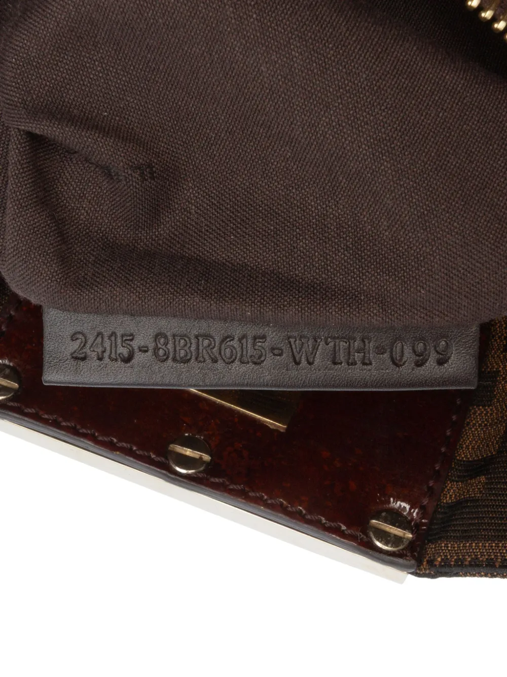 Pre-owned Fendi 2000-2010 Small Zucca Canvas Mia Chain Tote Bag In Brown