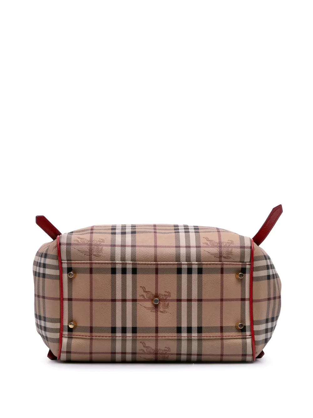 Pre-owned Burberry 2000-2017 Small Haymarket Check Coated Canvas Canterbury Tote Bag In Brown