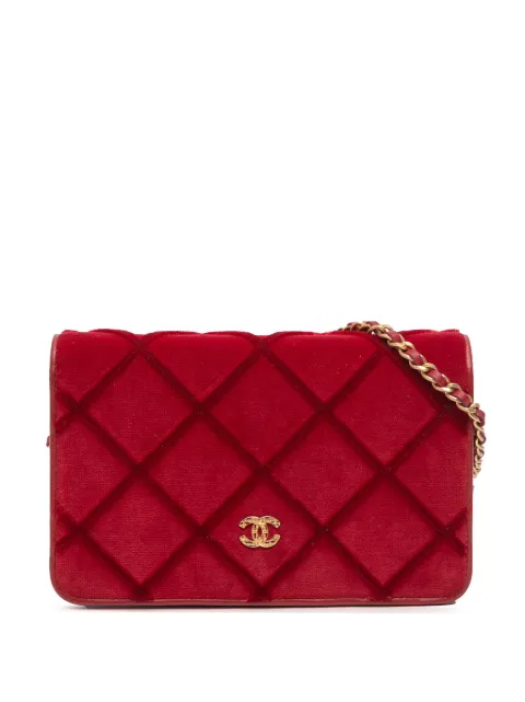 CHANEL Pre-Owned 2017-2018 CC Quilted Velvet Wallet on Chain crossbody bag