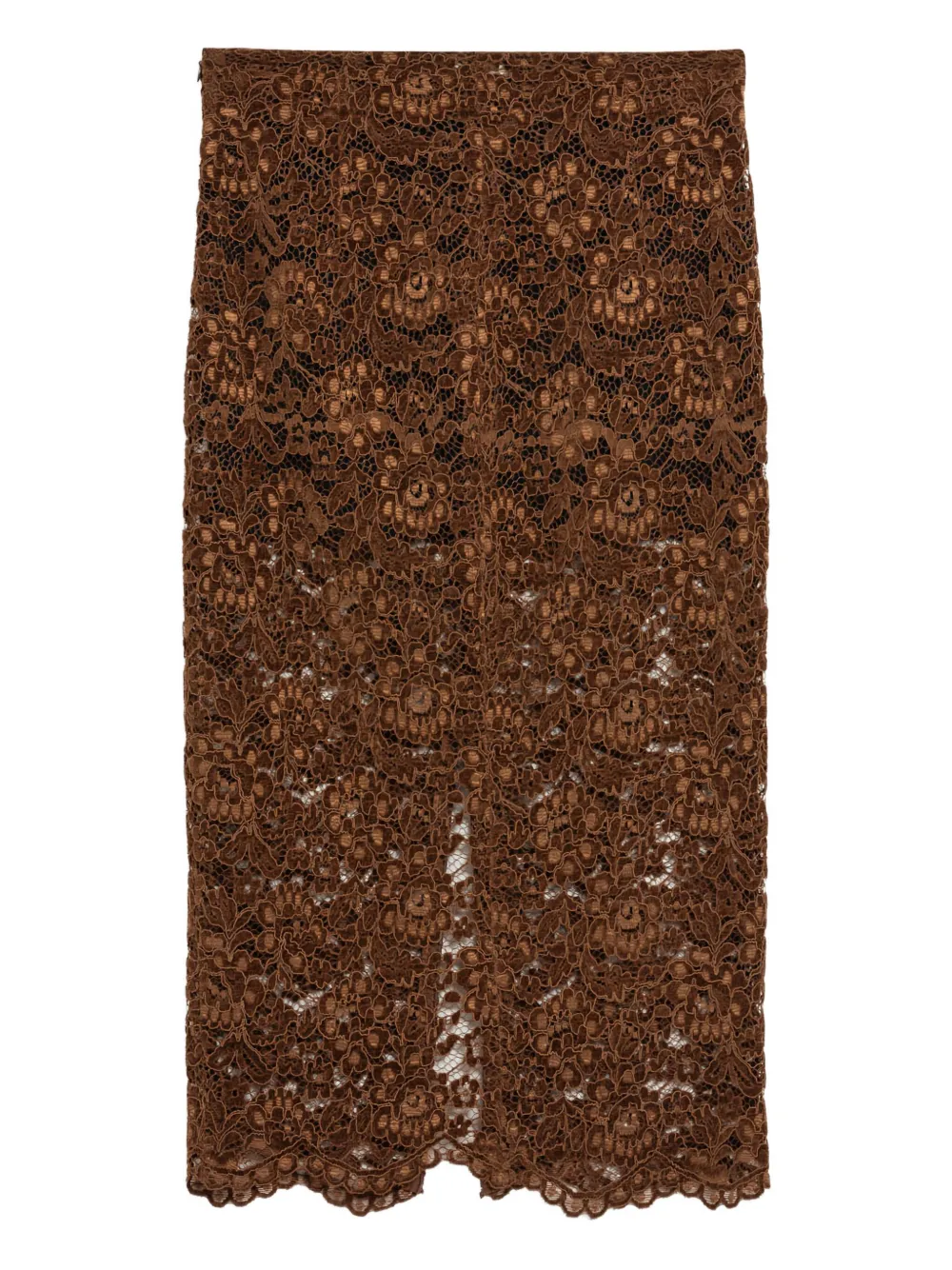 A Paper Kid Lace Slit Midi Skirt In Brown