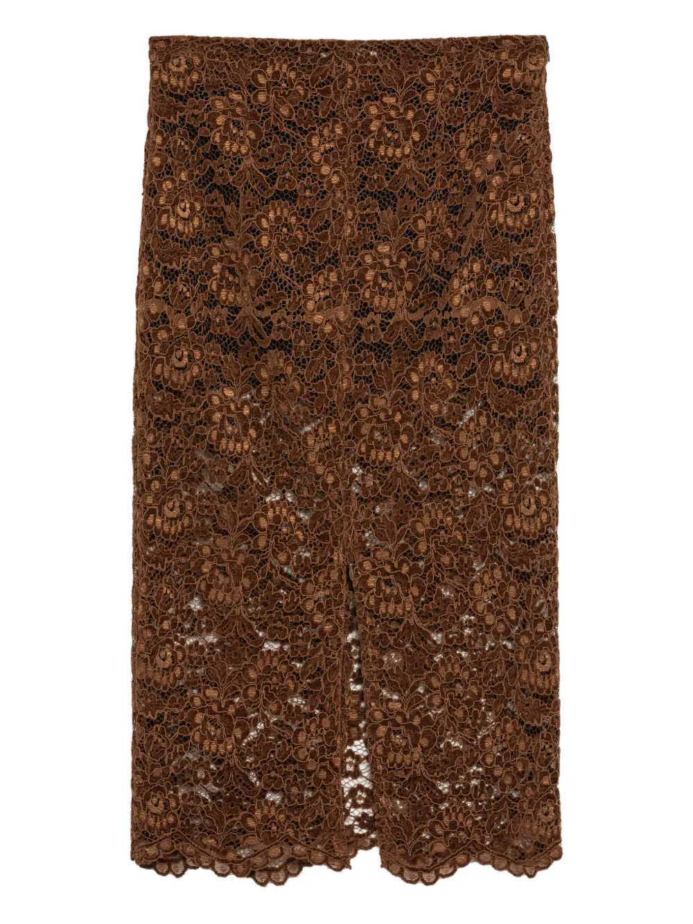 A Paper Kid Lace Slit Midi Skirt In Brown