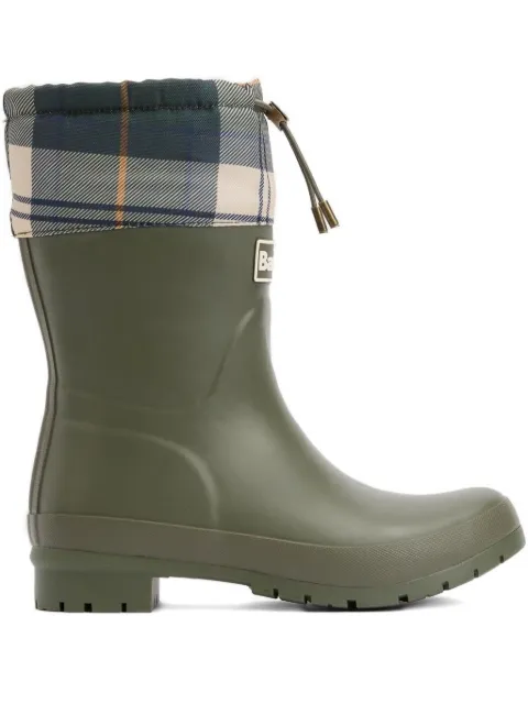 Barbour tartan drawstring boots