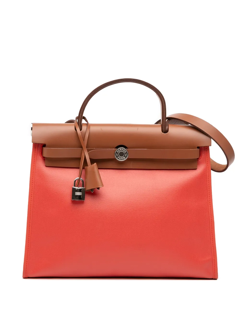 Pre-owned Hermes 2019 Toile Herbag Zip 31 Satchel In Brown