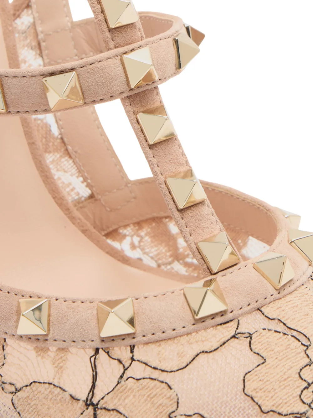 100mm Rockstud lace court pumps