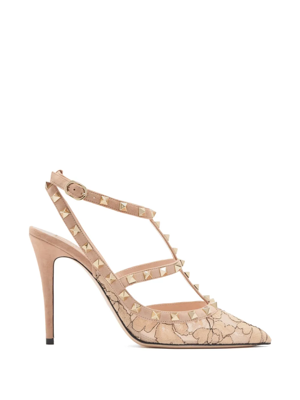 100mm Rockstud lace court pumps
