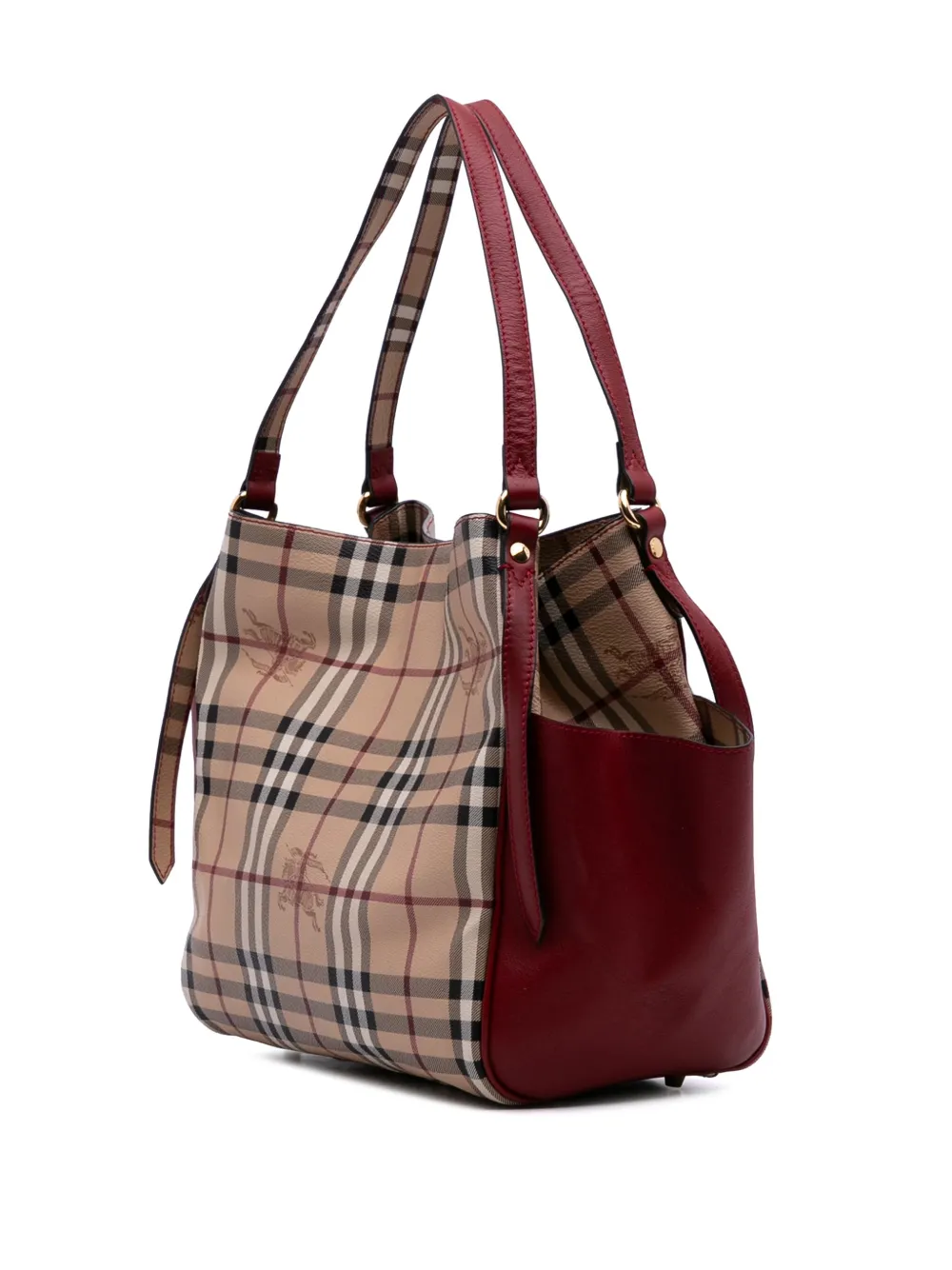 Pre-owned Burberry 2000-2017 Small Haymarket Check Coated Canvas Canterbury Tote Bag In Brown
