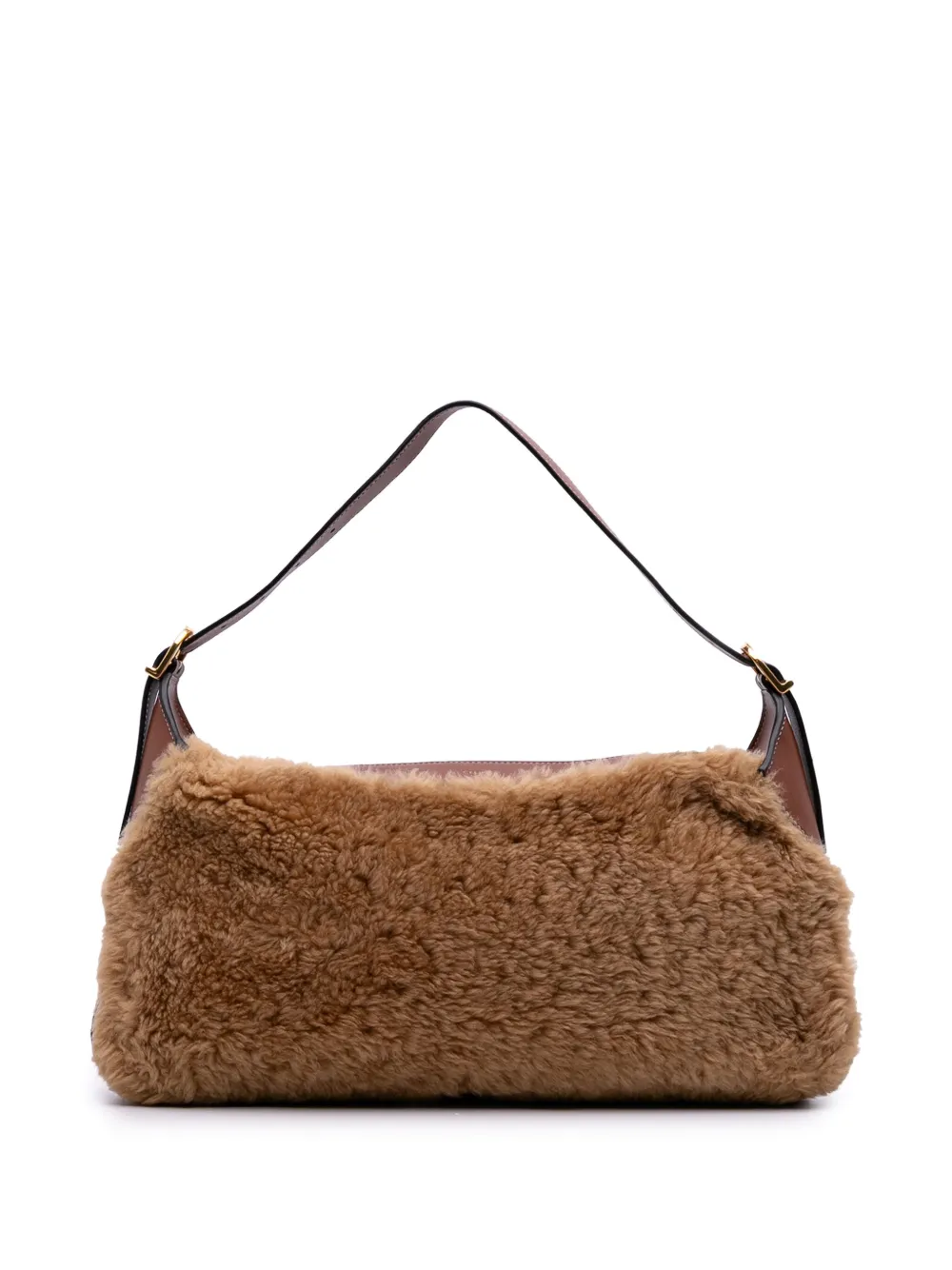 Celine Pre-Owned 2021 シアリング&レザー ロミー ショルダーバッグ - ブラウン Celine Pre-Owned 2021 シアリング&レザー ロミー ショルダーバッグ - ブラウン