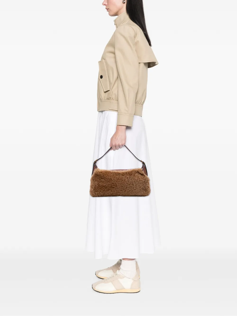 Celine Pre-Owned 2021 Shearling And Leather Romy Shoulder Bag