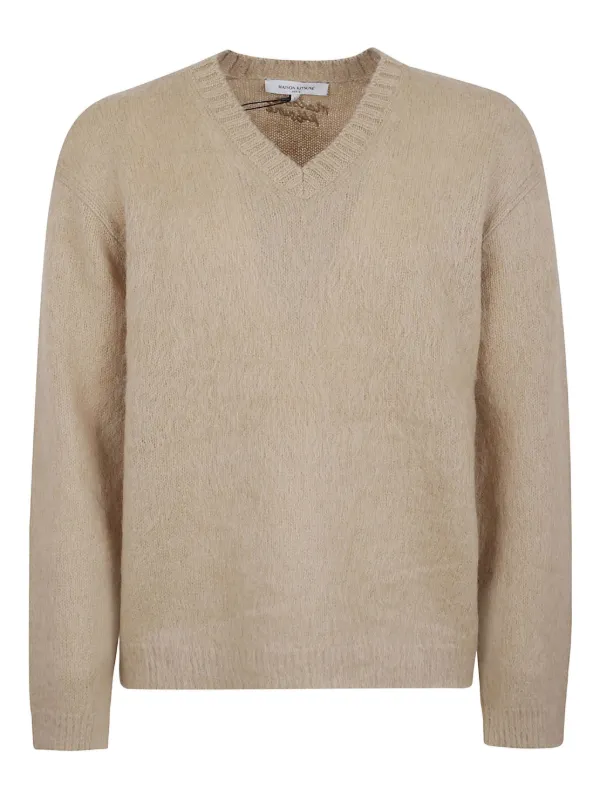 MAISON KITSUNÉ Vネックニットセーター S Maison Kitsuné Vネック セーター | ニュートラル | FARFETCH JP