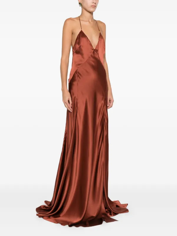 pink satin dress prom Off-the-Shoulder Pink Satin Prom Dress with Flowers PG474 US4 / Pink