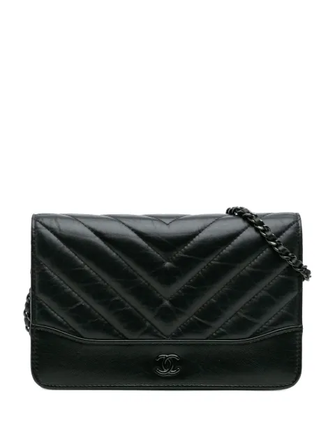 CHANEL Pre-Owned 2019 Chevron Aged Calfskin Gabrielle Wallet On Chain crossbody bag