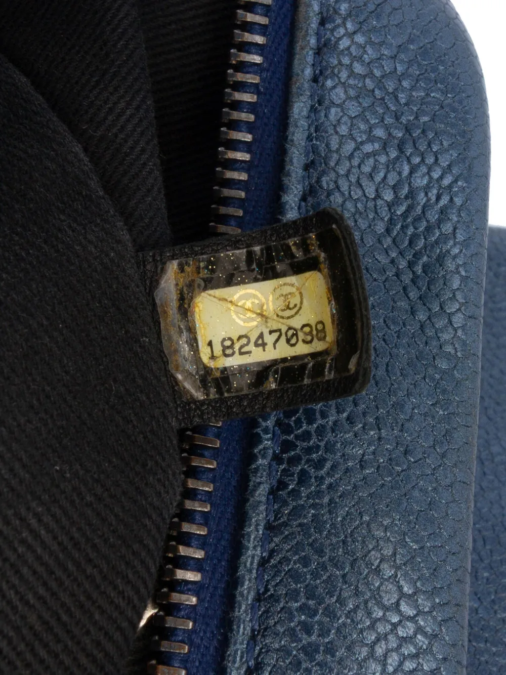 Pre-owned Chanel 2013-2014 Jumbo Quilted Iridescent Caviar Easy Flap Shoulder Bag In Blue