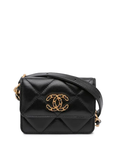 CHANEL Pre-Owned bolsa crossbody 19 Flap Coin Purse With Chain de piel de cordero capitonada 2021