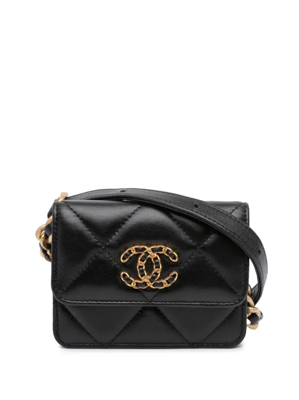 CHANEL Pre-Owned 2021 Quilted Lambskin 19 Flap Coin Purse With Chain  Crossbody Bag Black FARFETCH PH