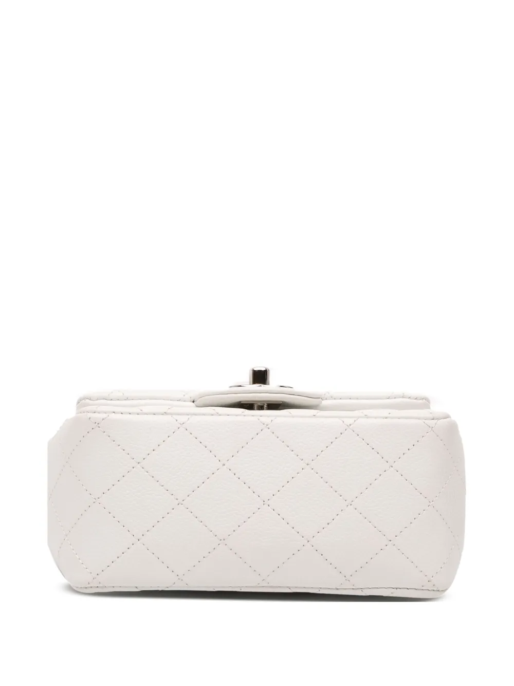 Pre-owned Chanel 2013-2014 Mini Square Classic Caviar Single Flap Crossbody Bag In White