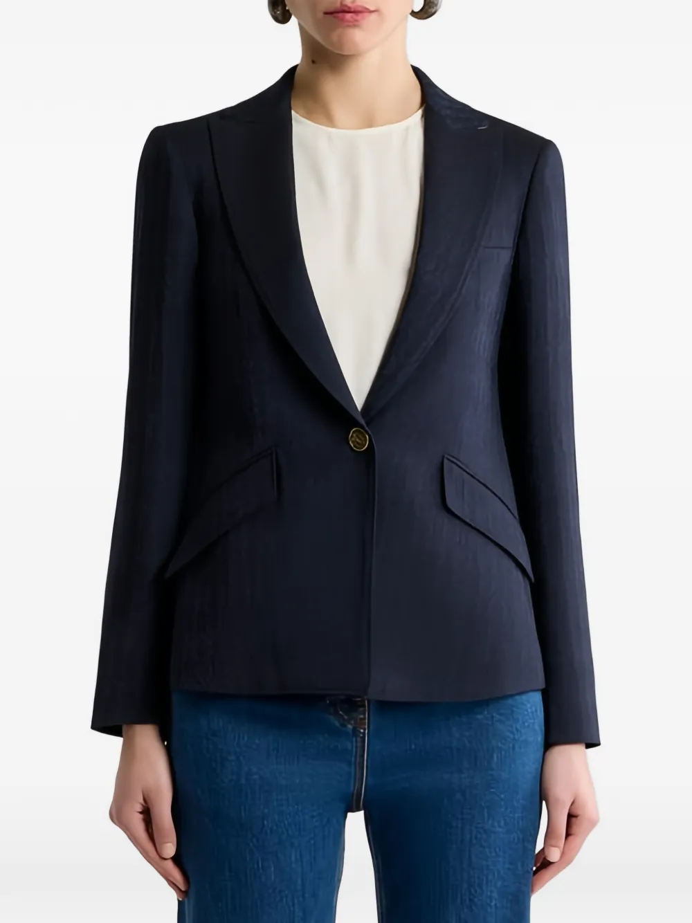 ETRO single-breasted jacquard blazer - Blue