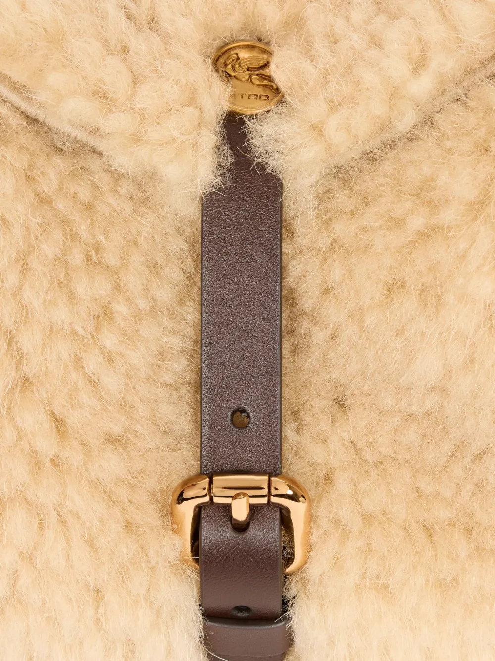 Etro Shearling-embellished Cross Body Bag In Neutral