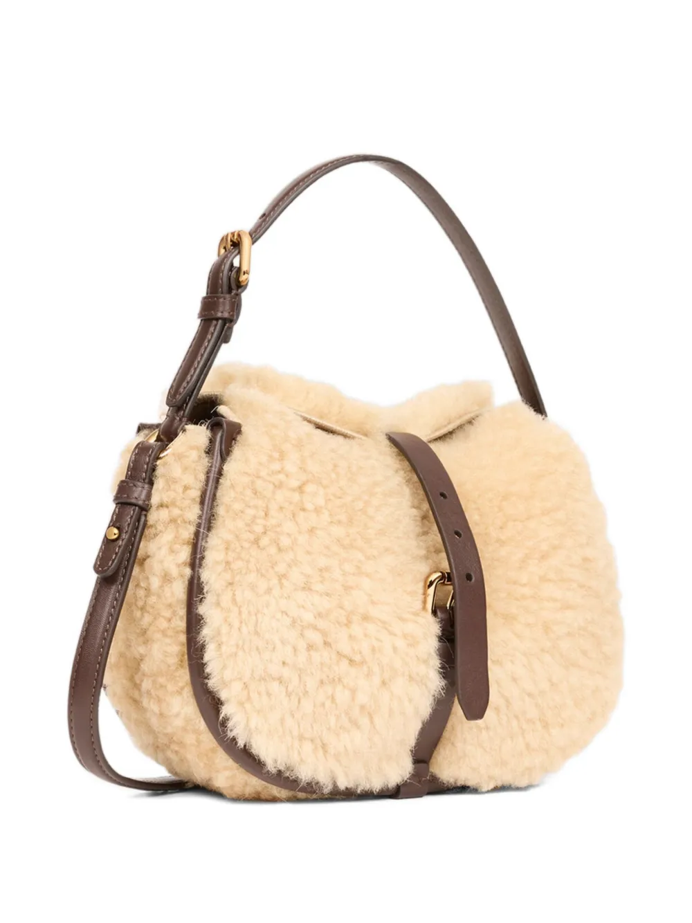 Etro Shearling-embellished Cross Body Bag In Neutral