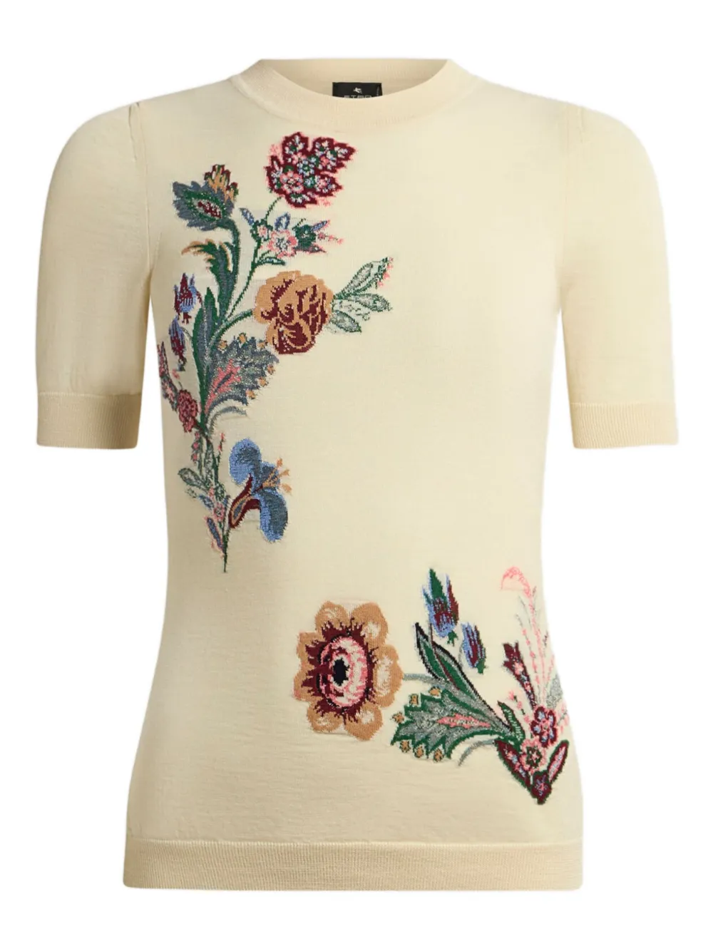 Etro Jacquard Crew-neck T-shirt In Neutral