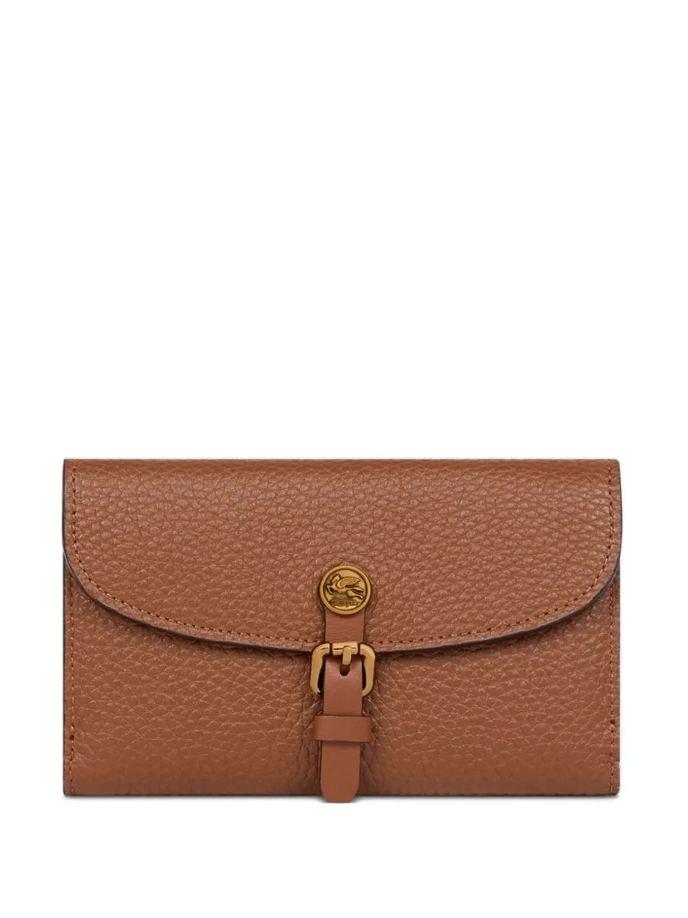 Etro Logo-detail Leather Wallet In Brown