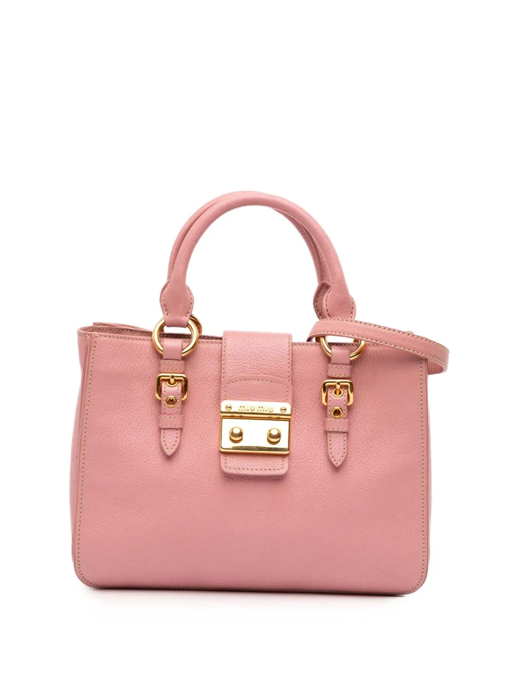Pre-owned Miu Miu 2010-2025 Goatskin Madras Satchel In Pink
