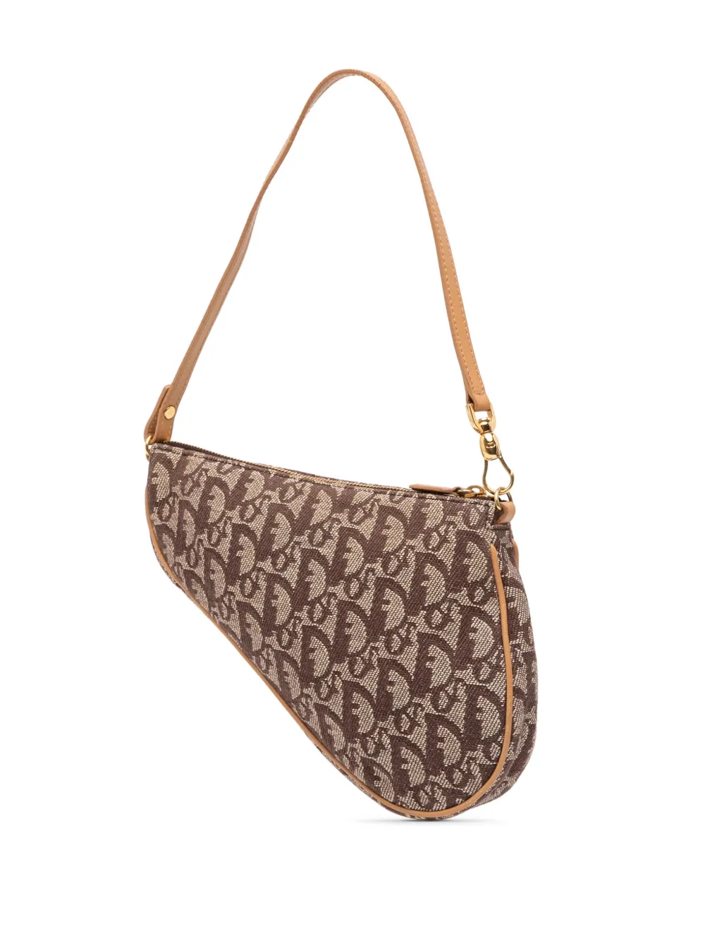 Pre-owned Dior 2001 Mini Issimo Canvas Saddle Pochette Shoulder Bag In Brown