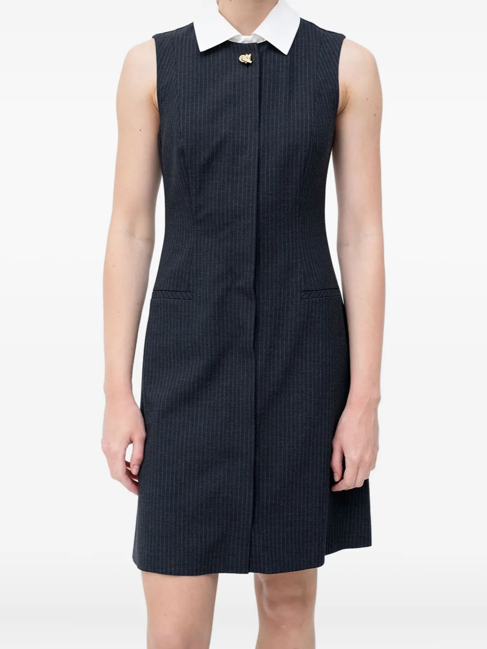 HUGO pinstripe collared mini dress | Blue | Image 1
