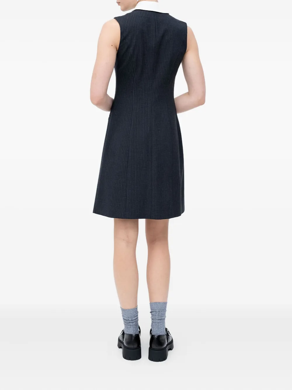 HUGO pinstripe collared mini dress - Blauw