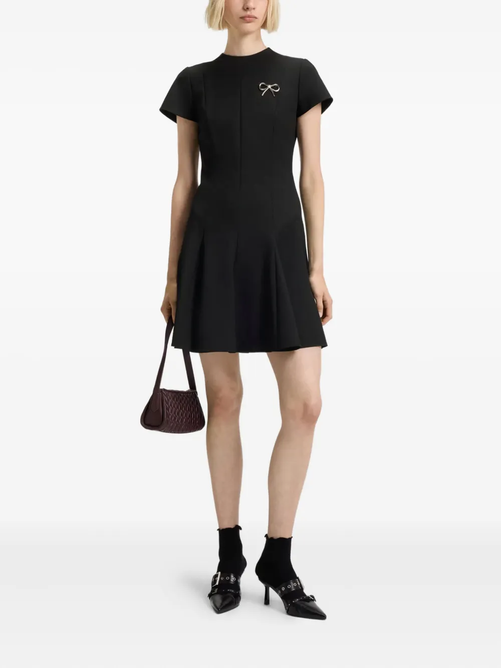 HUGO bow-detail mini dress - Zwart