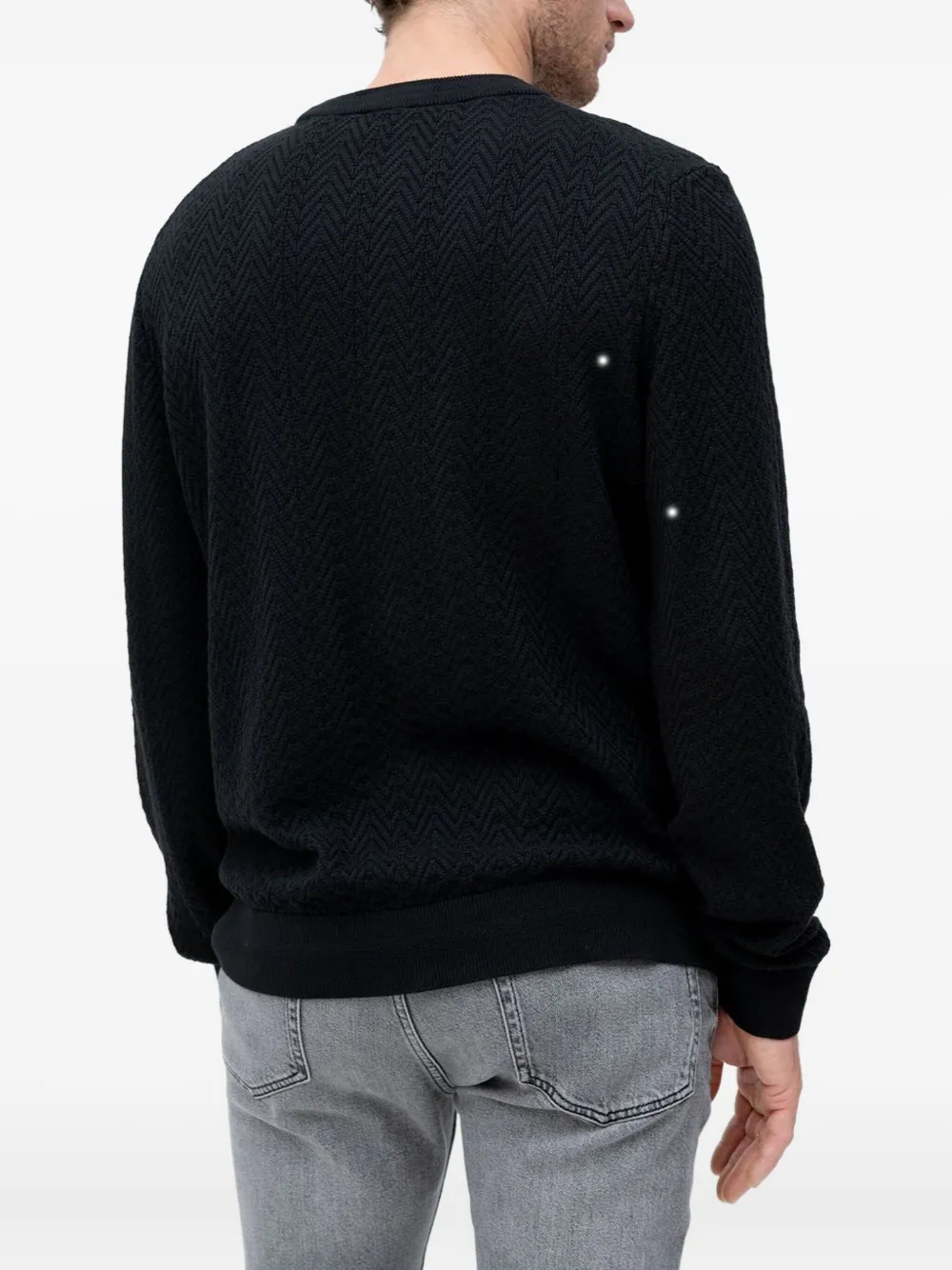 HUGO textured crew-neck sweater - Zwart