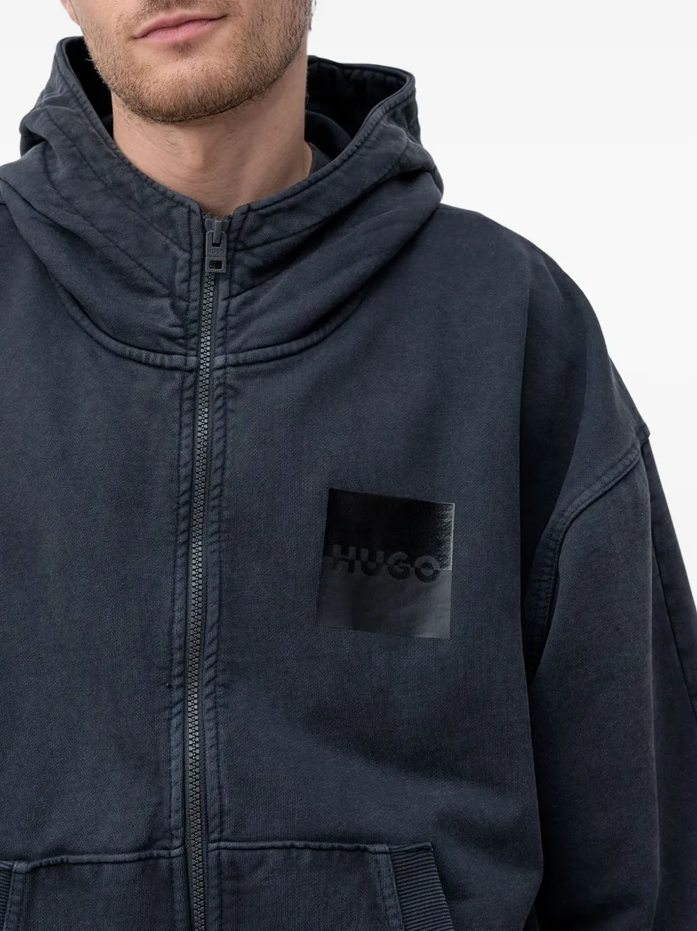 Hugo Boss Zip-fastening Hoodie In Blue