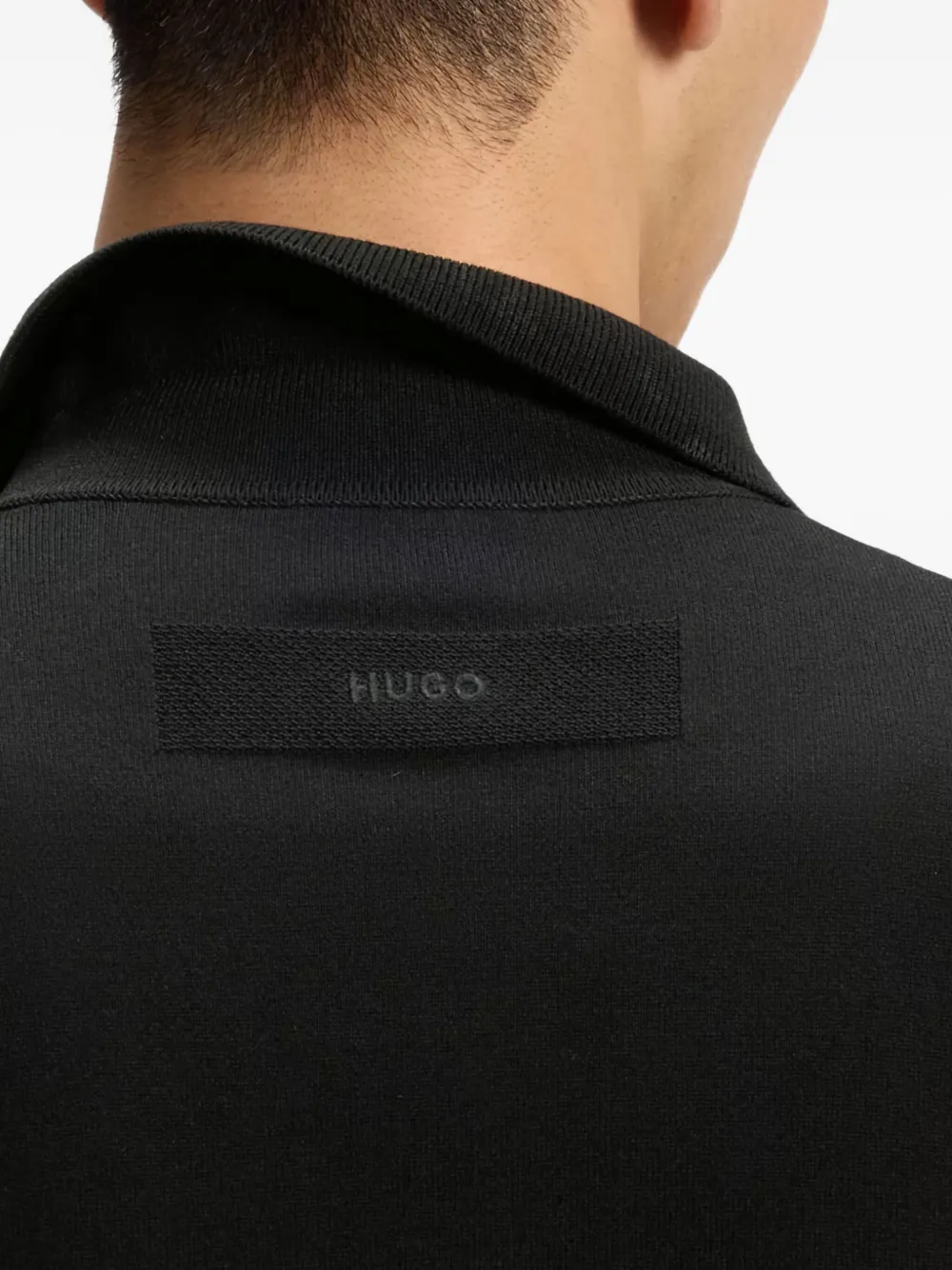 Hugo Boss Regular-fit Knit Jacket With Zip Front In Black