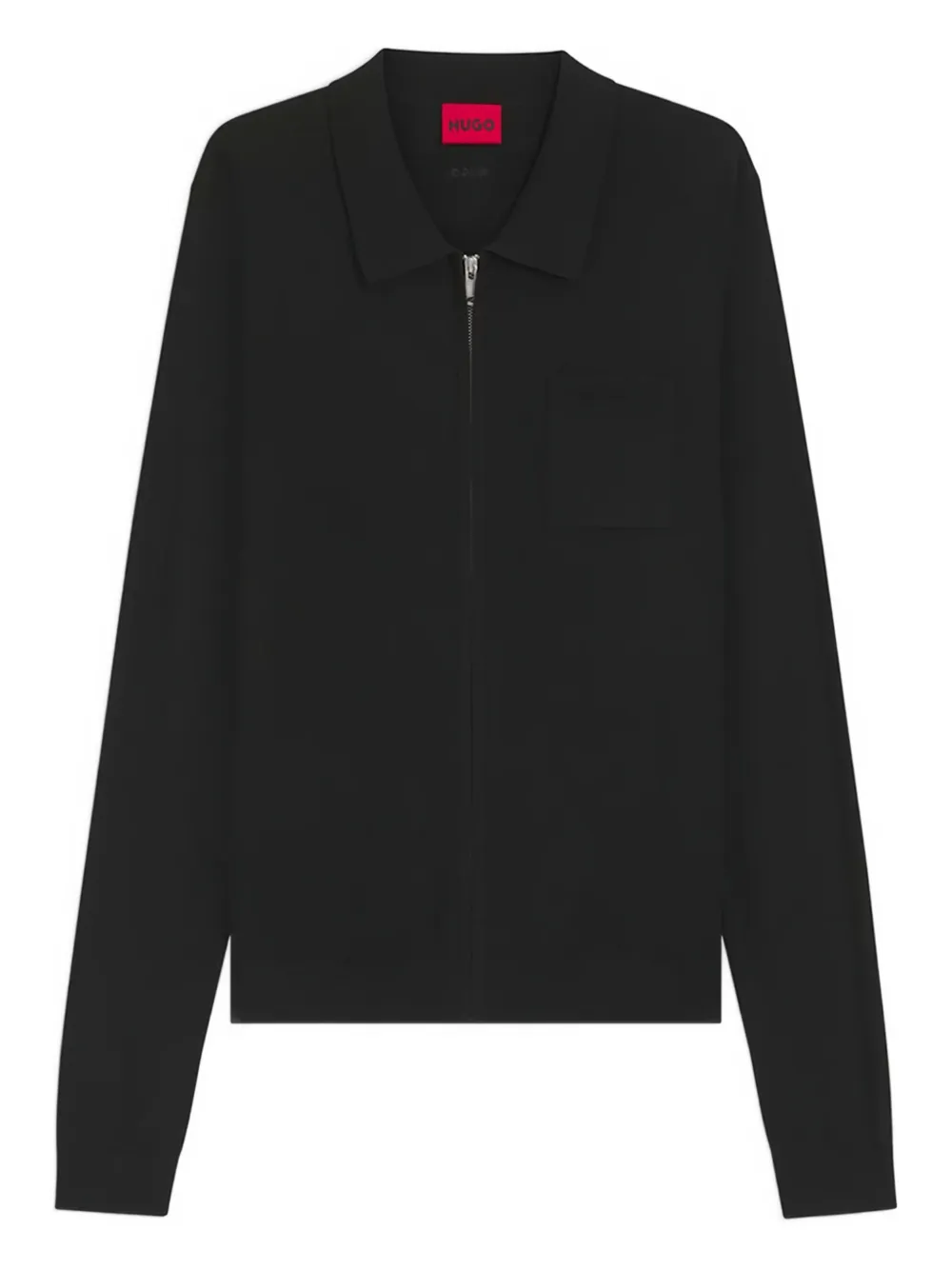 Hugo Boss Regular-fit Knit Jacket With Zip Front In Black
