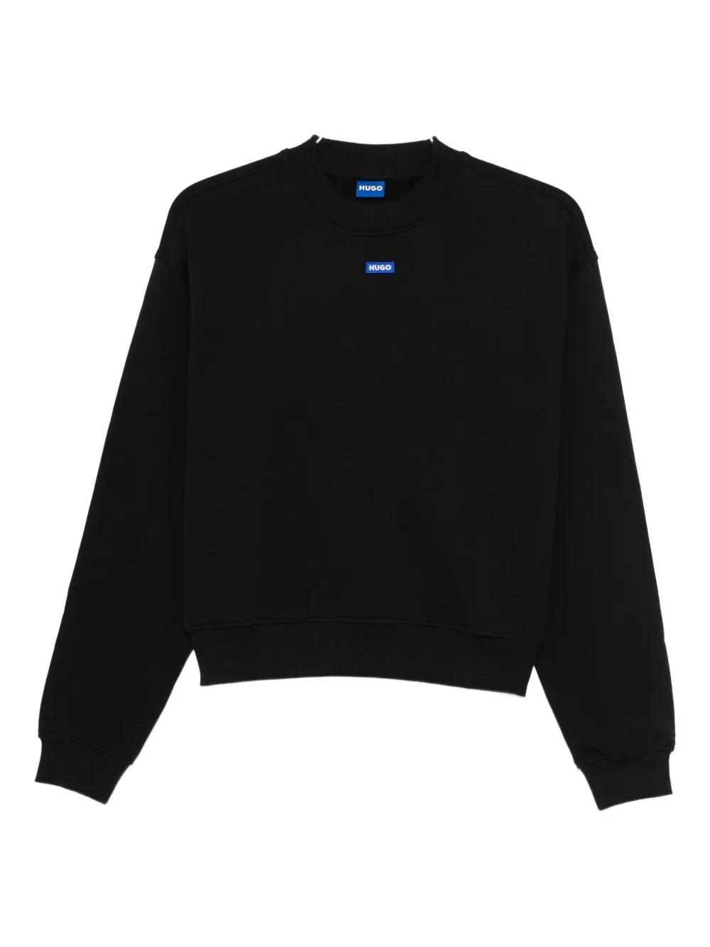 Hugo Boss Logo-patch Round-neck Sweatshirt In Black
