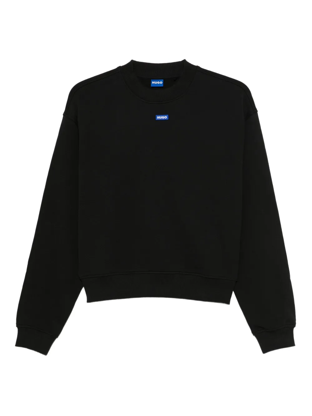 HUGO sudadera con parche del logo y cuello redondo | negro | Image 1
