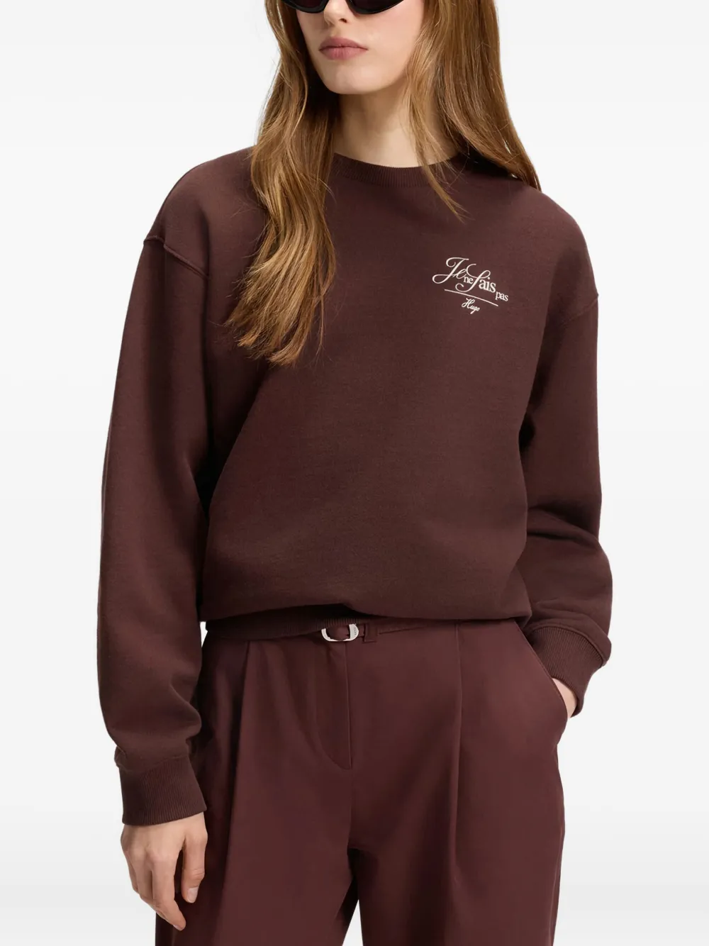 HUGO Sweater met print Bruin